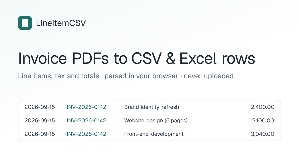 LineItemCSV — Convert invoice PDFs to CSV & Excel